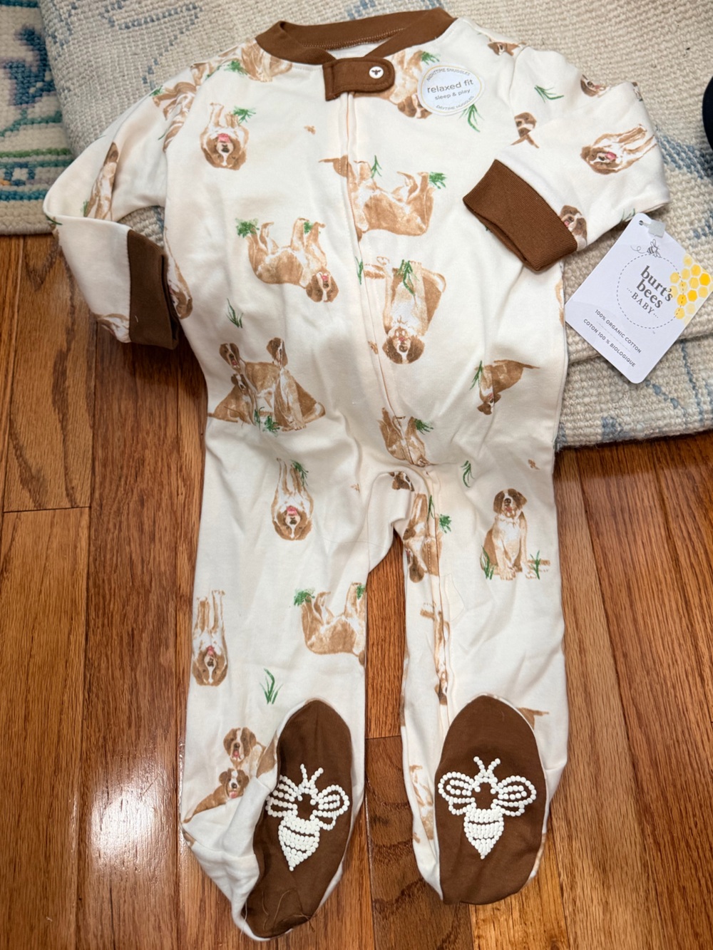 🐶 Burt's Bees Baby Puppy Print Zippered PJs